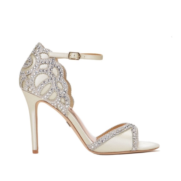 Badgley Mischka Roxy Ankle Strap Evening Shoes IVORY - Picture 6 of 16